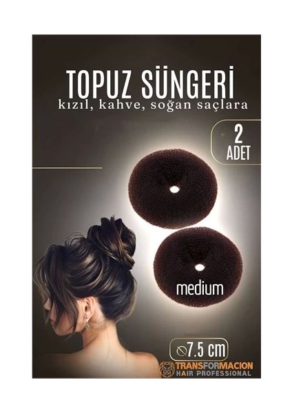 Kahve Mini Saç Topuz Süngeri 2 Adet 7.5 cm Çap 3 cm Kalınlık