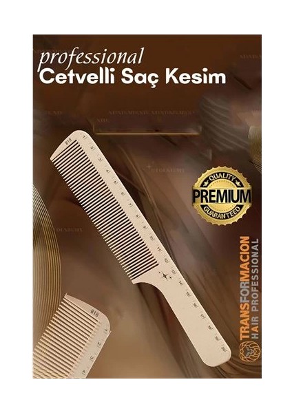 Cetvelli Saç Kesim Tarağı - Berber Kuaför Saç Kesim Tarağı Profesyonel