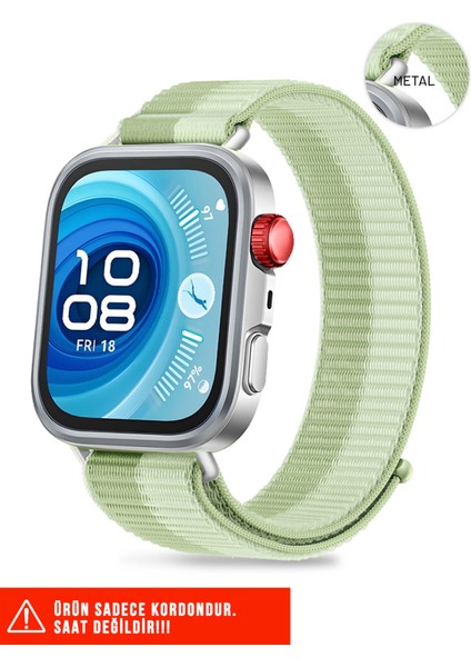 Huawei Watch Fit 3 / Fit 4 / Fit 4 Pro Uyumlu Hasır Örgü Spor Cırtlı Naylon Pratik Kordon