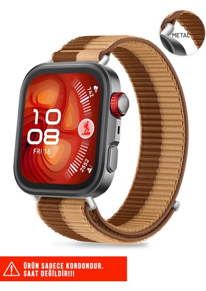 Huawei Watch Fit 3 / Fit 4 / Fit 4 Pro Uyumlu Hasır Örgü Spor Cırtlı Naylon Pratik Kordon