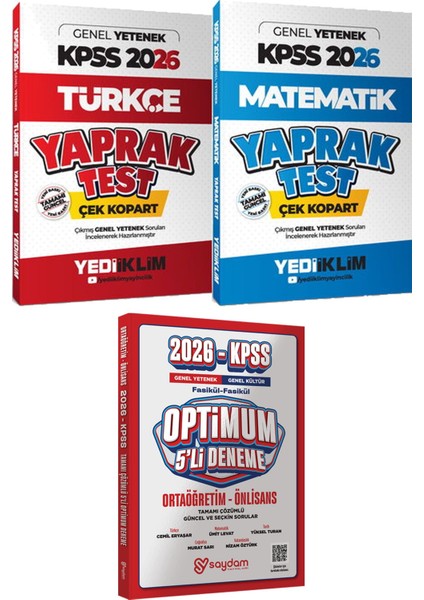 Kpss 2026 Türkçe Matematik Yaprak Test Çek Kopart - Optimum 5 Deneme
