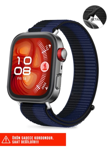 Huawei Watch Fit 3 / Fit 4 / Fit 4 Pro Uyumlu Hasır Örgü Spor Cırtlı Naylon Pratik Kordon