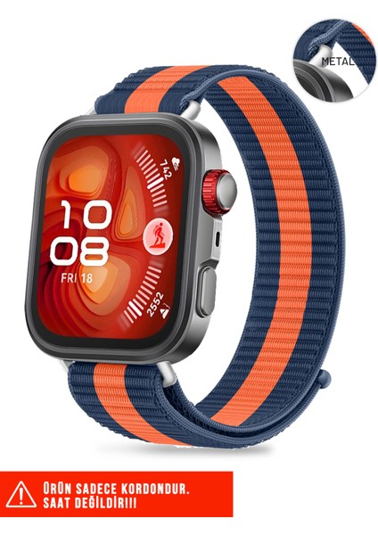 Huawei Watch Fit 3 / Fit 4 / Fit 4 Pro Uyumlu Hasır Örgü Spor Cırtlı Naylon Pratik Kordon