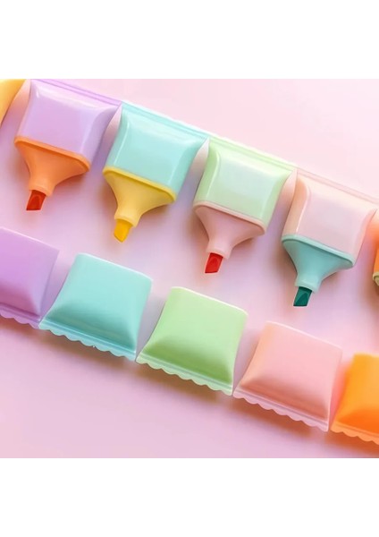 Mini Fosforlu Kalem Seti, 6 Renk, Pastel Tonlar, Sevimli Şeker Tasarım indirimleri