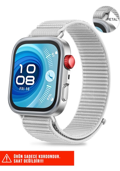 Huawei Watch Fit 3 / Fit 4 / Fit 4 Pro Uyumlu Hasır Örgü Spor Cırtlı Naylon Pratik Kordon