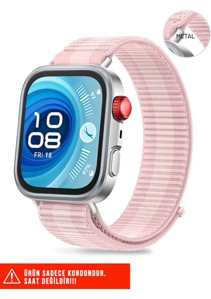 Huawei Watch Fit 3 / Fit 4 / Fit 4 Pro Uyumlu Hasır Örgü Spor Cırtlı Naylon Pratik Kordon