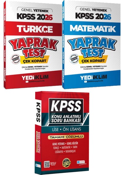 Kpss 2026 Türkçe Matematik Yaprak Test Çek Kopart - Lise Önlisans Konu Ant. Soru