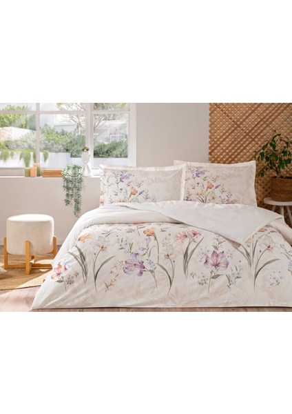 Fıtted Ranforce Çift Kişilik Nevresim Takımı White Lıly Lila fiyatları
