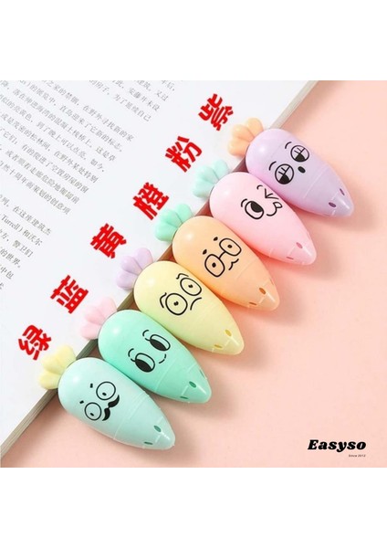 Mini Havuç Fosforlu Kalem Seti 6 Pastel Renk