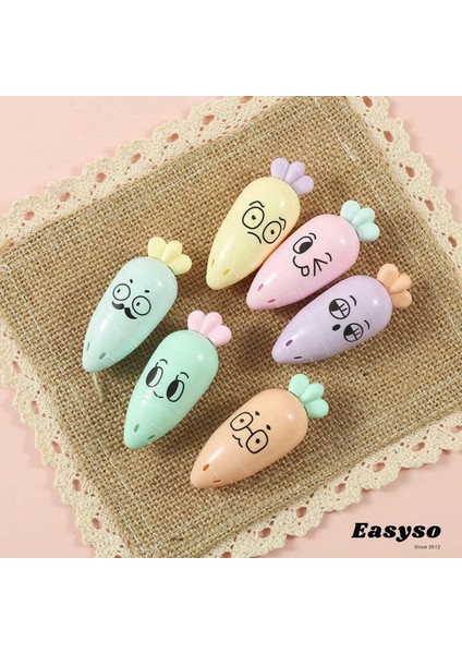 Mini Havuç Fosforlu Kalem Seti 6 Pastel Renk modelleri