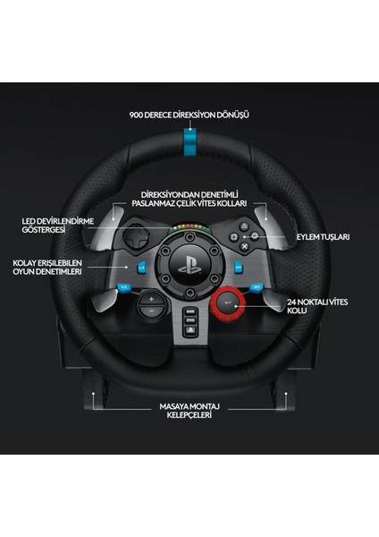 G G29 Ps5 Ps4 ve Pc Uyumlu Driving Force Yarış Direksyon Seti-Siyah fırsatları