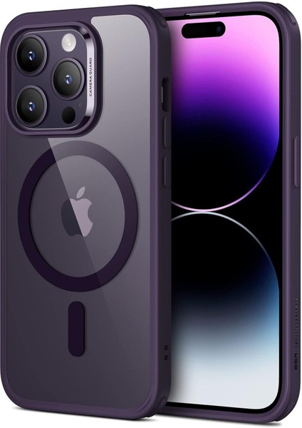 iPhone 14 Pro Kamera Çıkıntılı Kablosuz Şarj Destekli Kenarı Renkli Hassas Butonlu Magsafe Kılıf