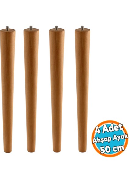 4 Adet Boyalı Ahşap Silindir Sehpa ve Masa Ayağı Ayakları Aksesuarları Modern Tasarım 50 cm