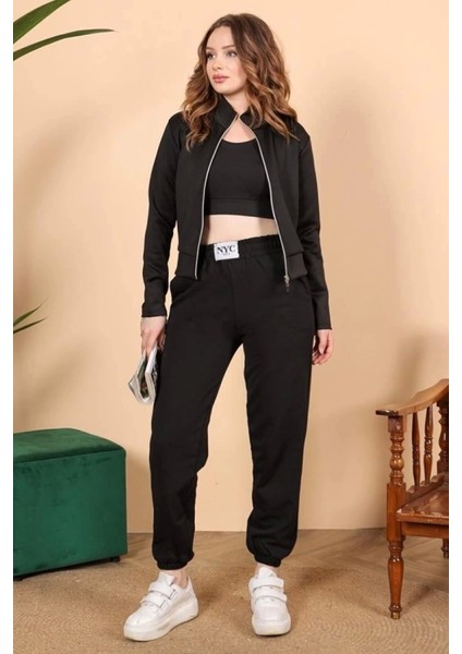 Rahatlığın Şıklığı Tarz Siyah Paçası Lastikli Eşofman Altı fırsatları