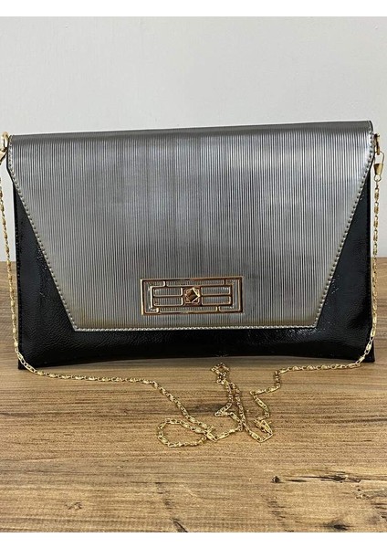 00-02 Renk: Siyah Gri Abiye,nişan,düğün El ve Omuz Kadın Çantası