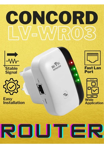 LV‑WR03 300 MBPS Wi‑fi n Router & Repeater – Güçlü Sinyal, Kolay Kurulum, USB Portlu