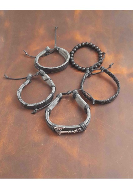 5'li Erkek Bileklik Balta Tasarım Hakiki Deri Bileklik fiyatları