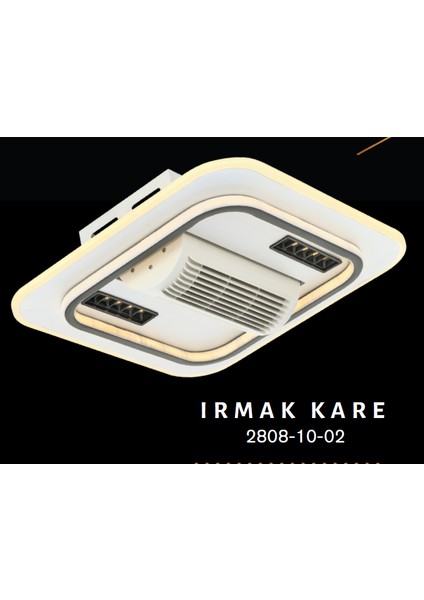 Irmak Kare 65W LED Avize Metal Kasa / 3 Renk Işık / Kumandalı Fanlı Mod