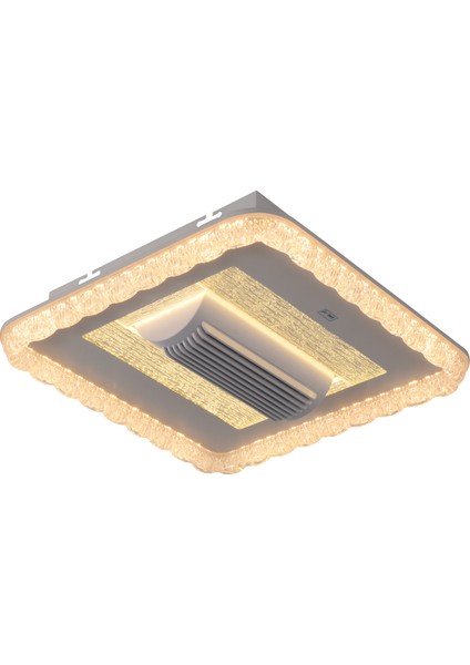 Rana Kare 60W LED Avize Metal Kasa / 3 Renk Işık / Kumandalı Fanlı Model /