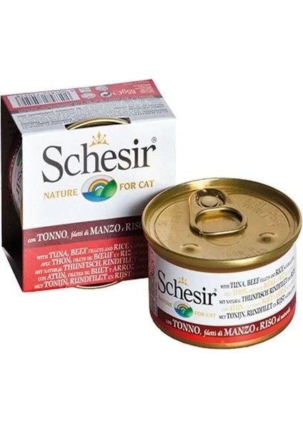 Schesir Ton Balık ve Sığır Etli Naturel Konserve Kedi Maması 85 gr