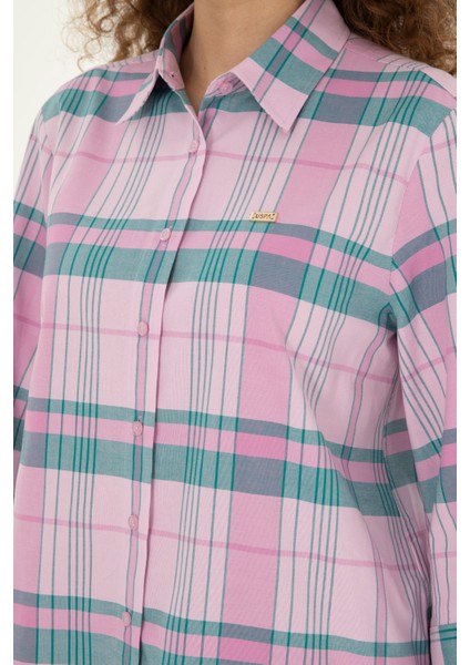 Kadın Pembe Gömlek Desenli 50289145-VR041