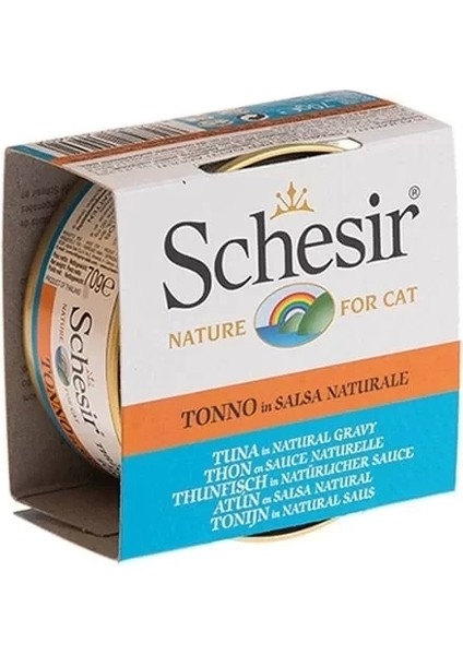 Schesir Broth Naturel Sauce Çipura ve Ton Balıklı Yetişkin Konserve Kedi Maması 70 gr