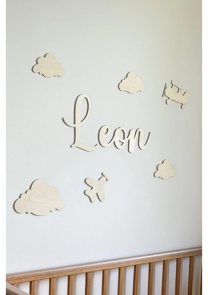 Isme Özel Bulut Uçak Bebek Çocuk Odası Duvar Dekoru Bebek Hediyelik