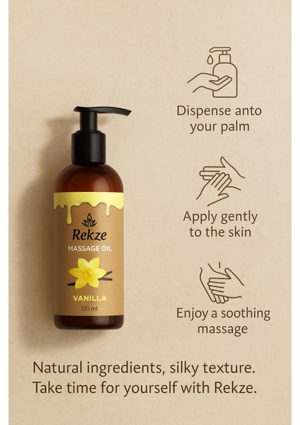 Vanilya Aromalı Masaj Yağı - 2'li Paket - Doğal Rahatlatıcı Formül - 120 ml indirimleri