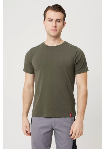 Armadillo Erkek Yazlık Tshirt Kaki Pamuklu Allium Basic Shirt Nefes Alabilir Rahat Kesim fiyatları