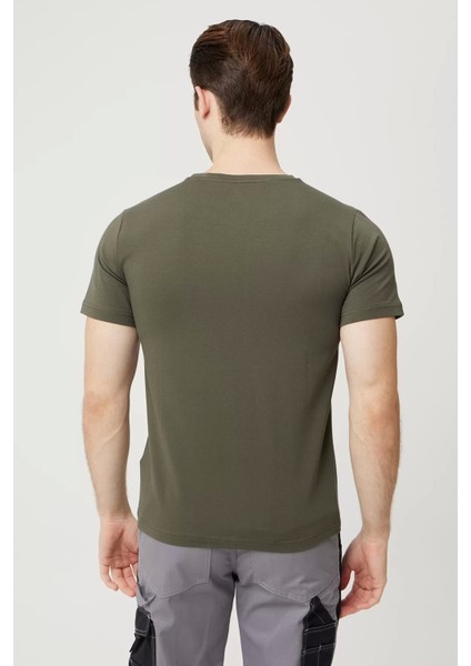 Armadillo Erkek Yazlık Tshirt Kaki Pamuklu Allium Basic Shirt Nefes Alabilir Rahat Kesim modelleri