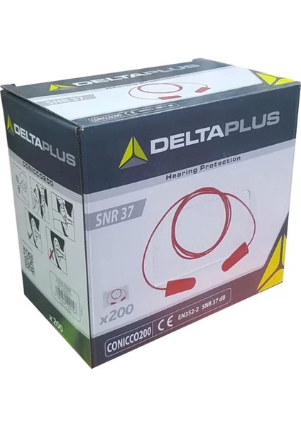 Kulak Tıkacı Ipli 37DB Gürültü Azaltma Iş Güvenliği CONICCO2V2 Ce EN352 Delta Plus modelleri