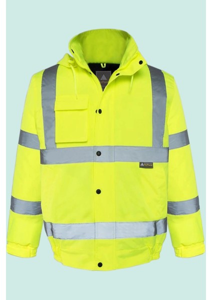 Yüksek Görünürlüklü Kışlık Iş Güvenliği Mont En 343 Olympus Essential Vis Bomber Lined Reflektörlü