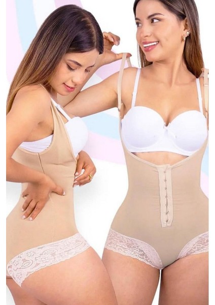 Kum Saati Görünümlü Anında Incelten Dantelli Korse Askılı Agraflı Lazer Korse