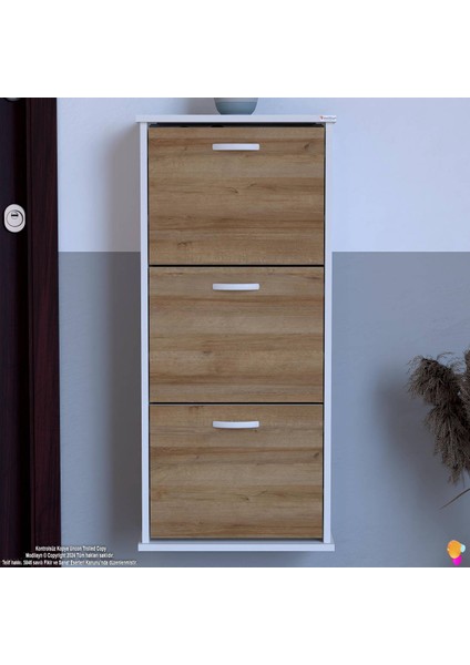VARBİ Asma Kapı Önü 52 x 115 x 25, 5 cm’ lik 3 Düşer Kapak 6 Göz Bölmeli Ayakkabılık fırsatları