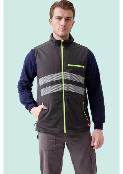 Su Geçirmez Yansıtıcı Iş Yeleği Kışlık Salix Outdoor Yelek Suya Hafif Fonksiyonel Cepli