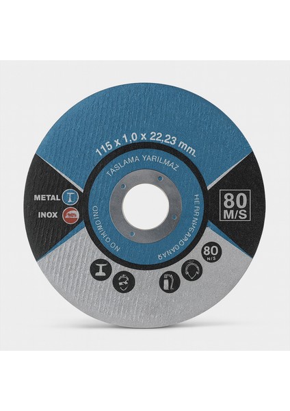 Inox Kesme Diski 115X1,0X22,23 mm Ince Metal Kesici Taş Disk Spiral Demir Kesici Disk