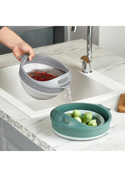 Qlux Katlanır Kase ve Pirinç Süzgeci Kamp Karavan Mutfak Pirinç Süzgeci Kase