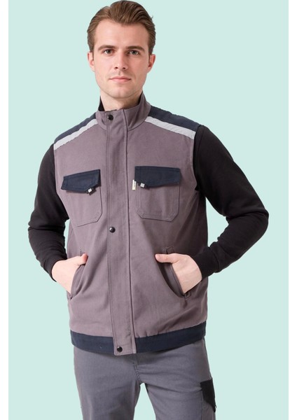 Kışlık Gabardin Iş Yeleği Sıcak Rüzgar Geçirmez Blaze Tutucu Fonksiyonel Cepli