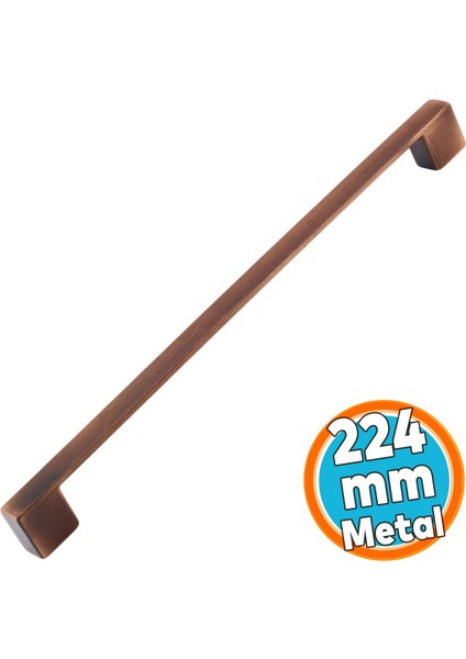 Mobilya Mutfak Çekmece Kapak Dolap Kulpu Kulbu Kulpları Kulp Metal 224 mm Eskitme Antik Bakır