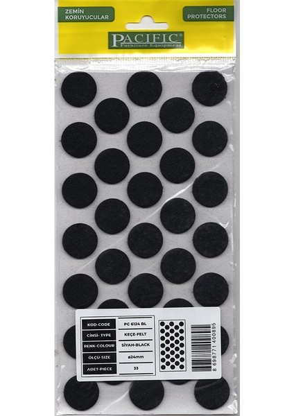 Yapışkanlı Yuvarlak Keçe 24 mm – 33 Adet – Mobilya Zemin Koruyucu Keçe Kahverengi,beyaz,gri,siyah