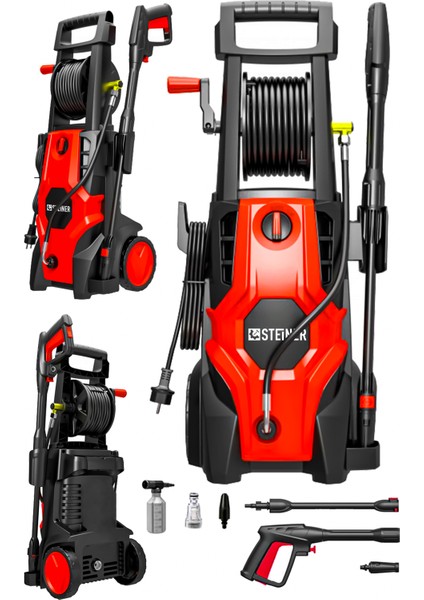 180 Bar Çelik Şanzuman Musluk ve Kovadan Çekme Özellikli Yüksek Basınçlı Bahçe Oto Yıkama Makinesi fiyatları