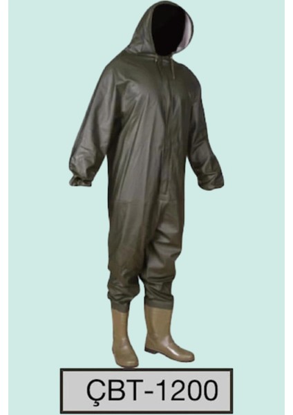 Su Geçirmez Tulum Takım CBT1200 Balıkçılık ve Şantiye 1200 Yerli Çizme Kapüşonlu Boy Çbt