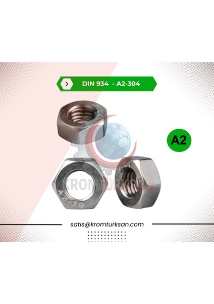 Kromtürksan - Paslanmaz Somun M16 - 20 Adet