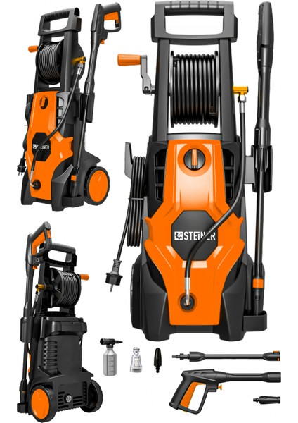 180 Bar Çelik Şanzuman Musluk ve Kovadan Çekme Özellikli Yüksek Basınçlı Bahçe Oto Yıkama Makinesi fiyatları