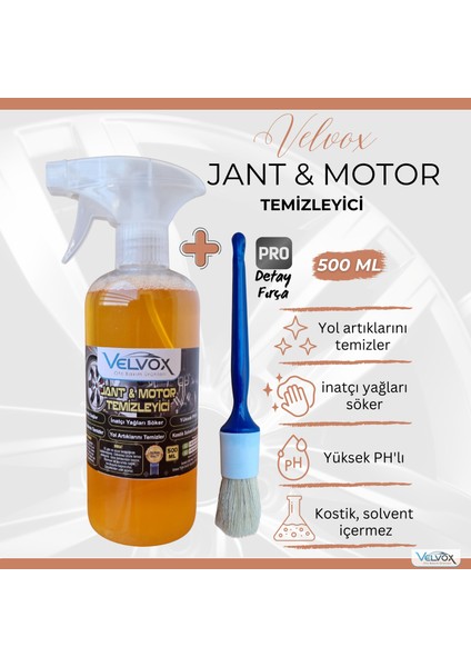 Jant ve Motor Temizleyici 500 Ml, Pro Detay Fırça Hediyeli, Jant Temizleme, Motor Temizleme