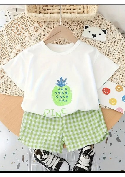 Kız Çocuk Meyve Desenli Yazlık 2’li Şortlu Takım – Şeftali ve Ananas Modelli fiyatları