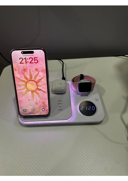 🔋 3’ü 1 Arada Kablosuz Şarj Istasyonu | Telefon, Akıllı Saat ve Kulaklık Için Hızlı Şarj + LED Saat Ekranı indirimleri