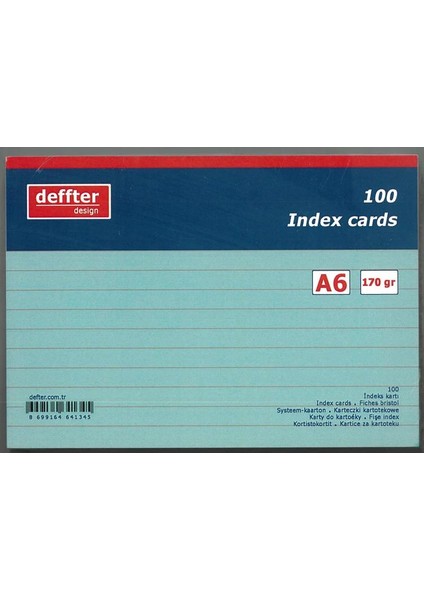 Index Kartı A6 Mavi Çizgili