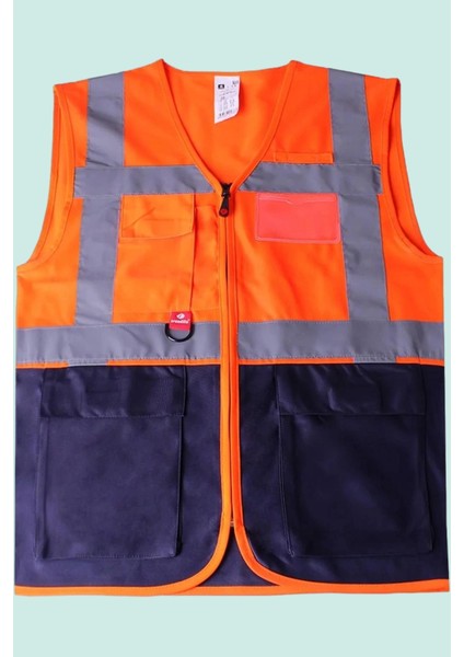 Neon Iş Güvenliği Yeleği Çok Cepli Abisko Executive Reflektörlü Yüksek Görünürlüklü Fonksiyonel