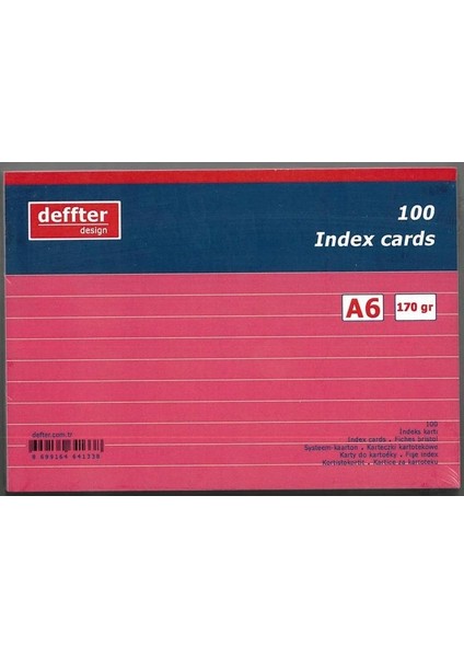 Index Kartı A6 Pembe Çizgili